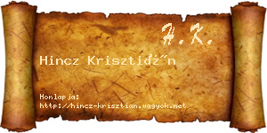 Hincz Krisztián névjegykártya